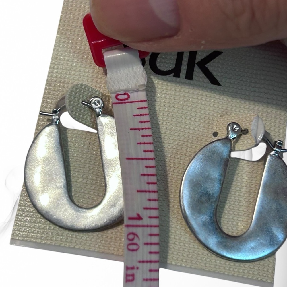 The Sak Silver Earrings Cut Out Hoops Dangle Pierced NWT - Picture 5 of 5